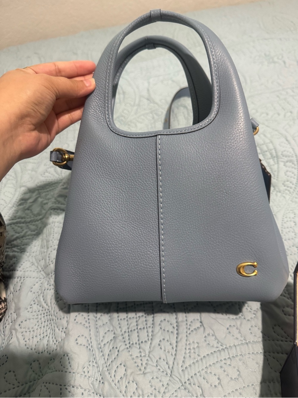Coach Mini Satchel in Dusty Blue with Gold Hardware